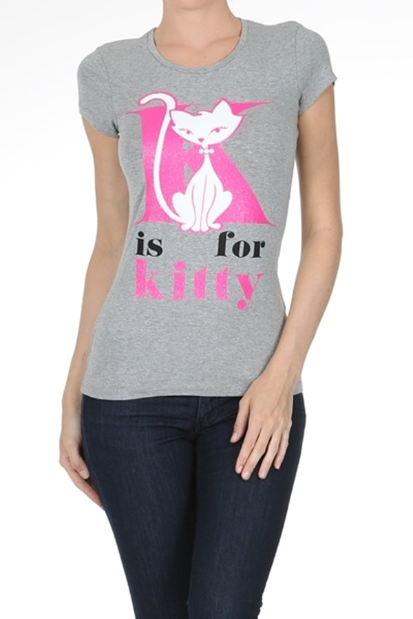 Juniors printed T-shirts Top C-104-heather
