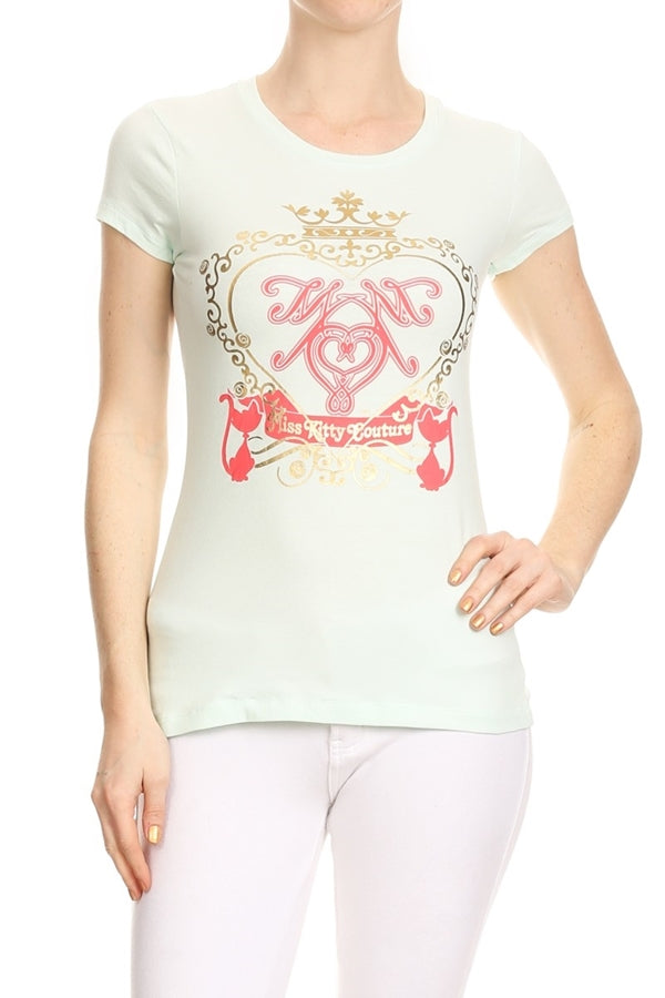 Juniors printed T-shirts Top C-123-mint