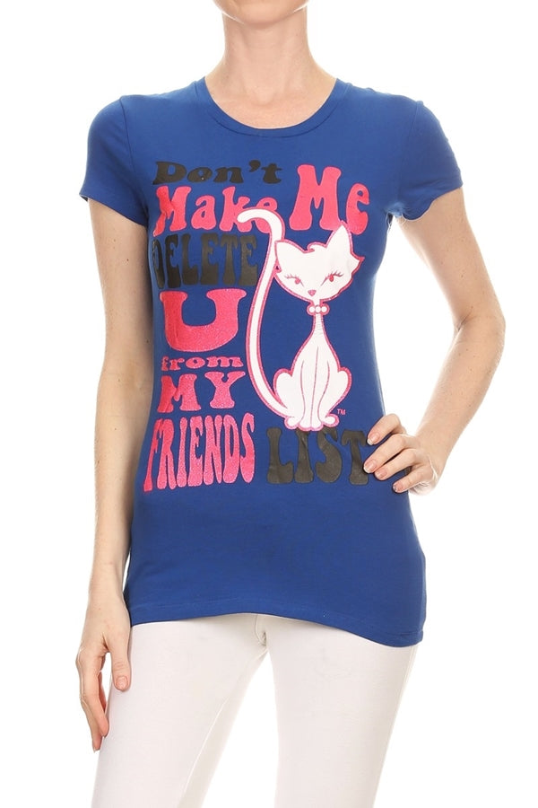 Juniors printed T-shirts Women T-Shirts C-132-royal