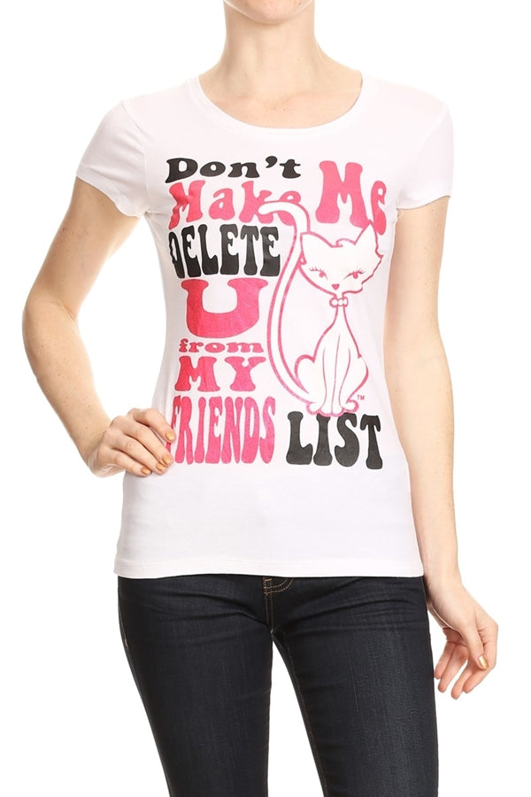 Juniors printed T-shirts Women T-Shirts C-132-white