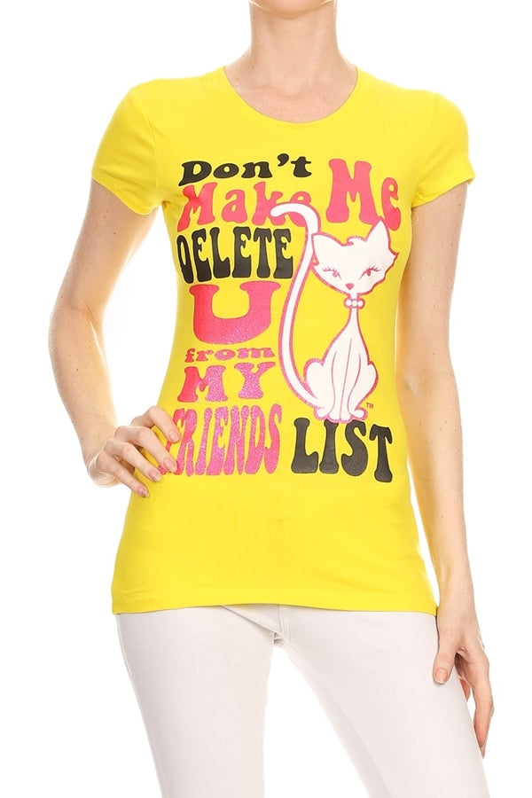 Juniors printed T-shirts Women T-Shirts C-132-yellow