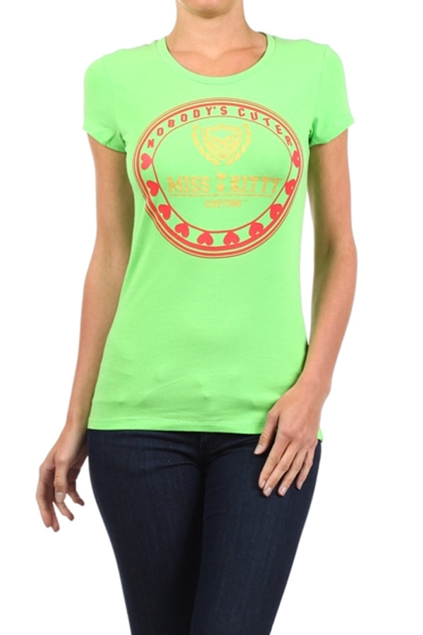 Juniors printed T-shirts Top C-145-lime