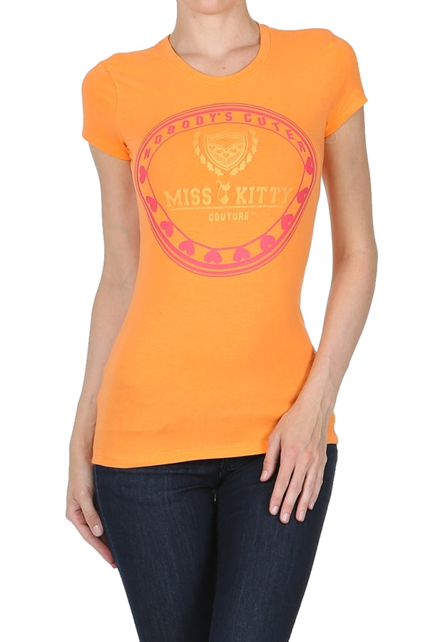 Juniors printed T-shirts Top C-145-orange