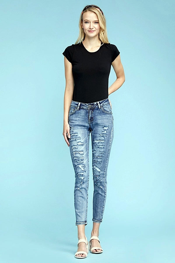 Juniors Distressed Cotton Jeans CLA-15D-44