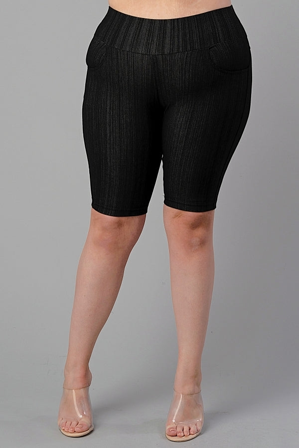 Women's Plus size Bermuda Short Jeggings N2048-BLK