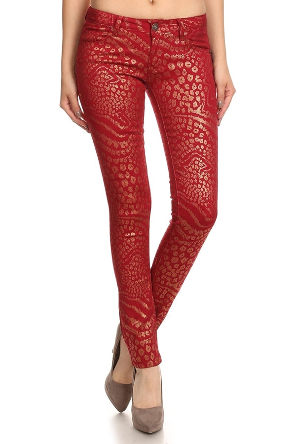 Juniors Shiny Metallic Pants – Cotton Spandex