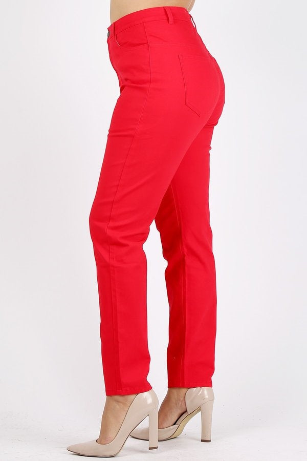 Comfort Stretch Plus Size High Waist Twill Pants for Women
