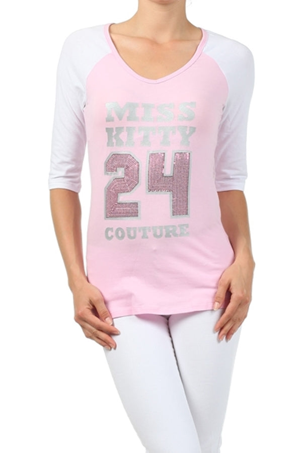 Women's Baseball Top P-3010-Pink