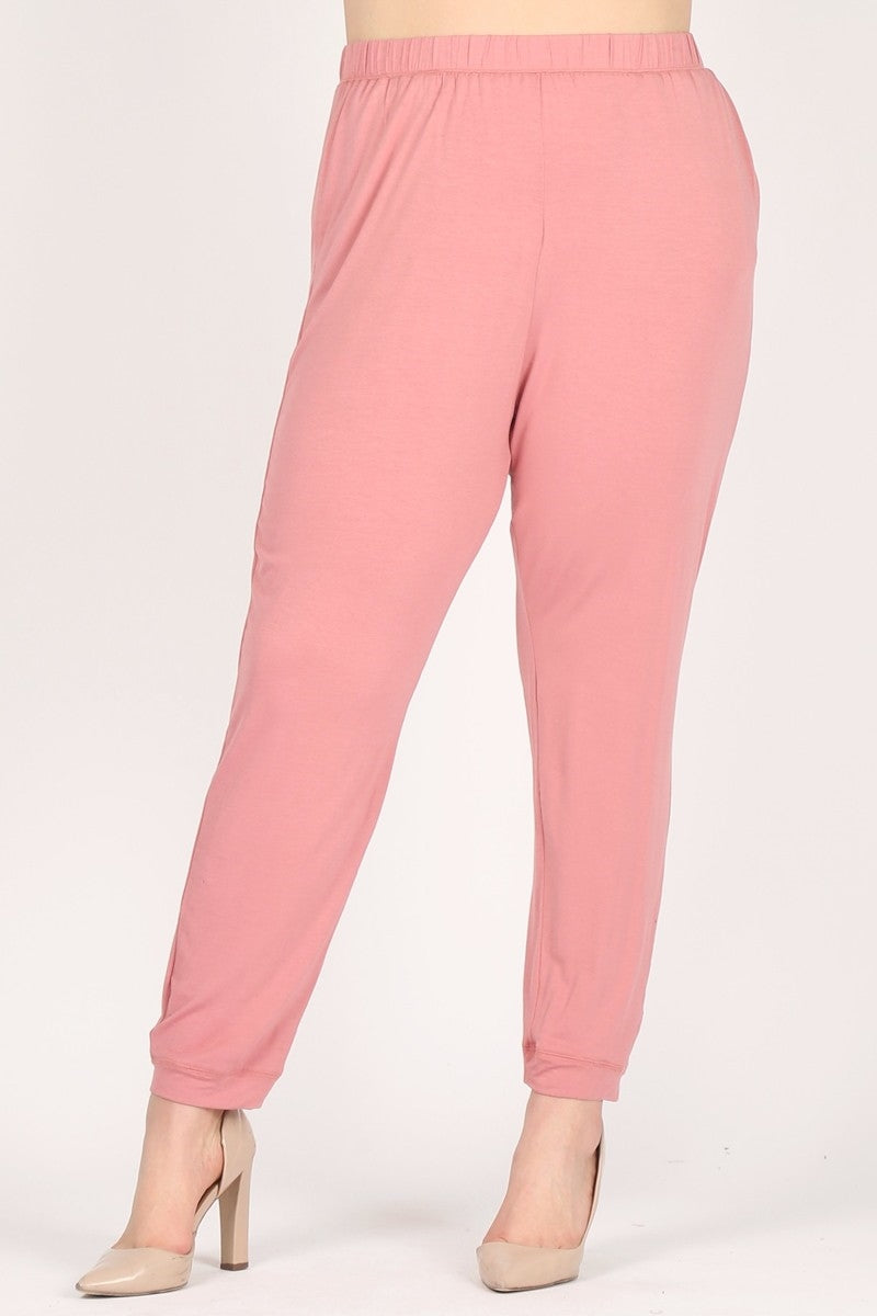 High Waist Plus size relaxed fit pants 87001X-Mauve