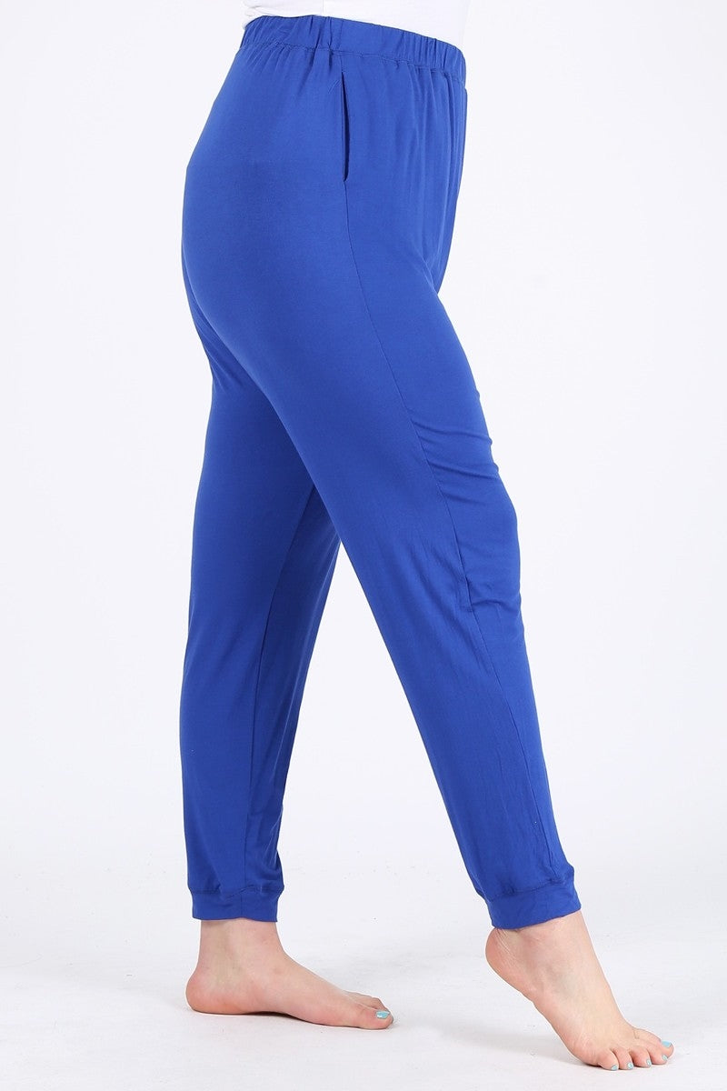 High Waist Plus size relaxed fit pants 87001X-Royal