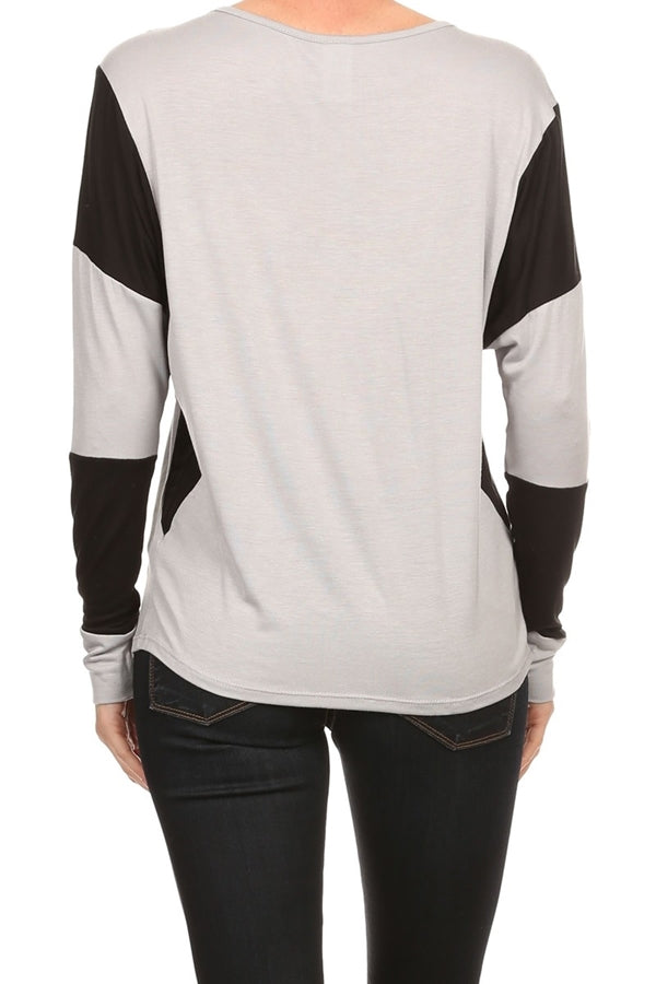 Women's L/S Scoop neck top PRR-8266-Gray