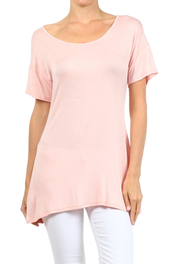 Women's Short Sleeve T-Shirt Dress PRR-8451-Pink