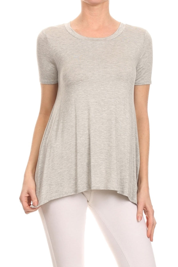 SOLID S/S LOOSE FIT gray TUNIC