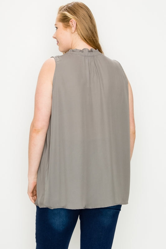 Plus size women Summer Blouse with Ruffles and Buttons