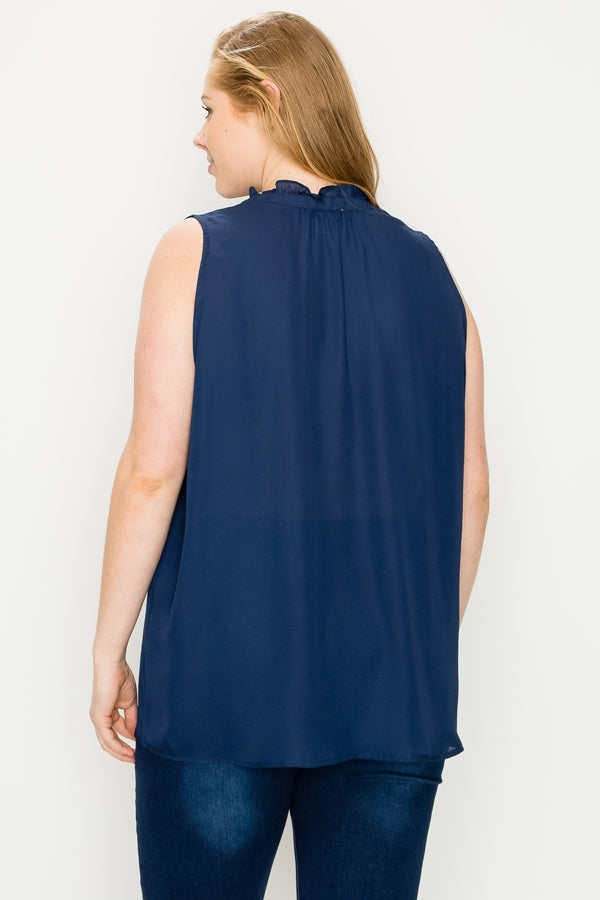 Women's Sleeveless Ruffle Blouse – Casual Chic Top plus size