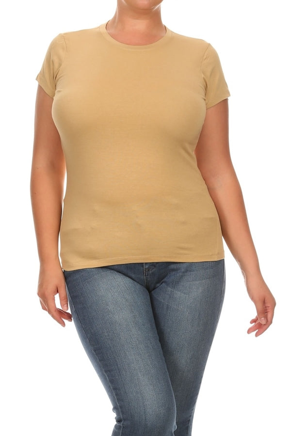 Plus size women’s hip T-shirt in soft stretch cotton