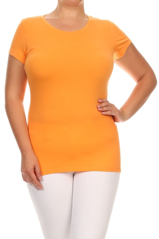 Soft cotton stretch tee for plus size women hip length