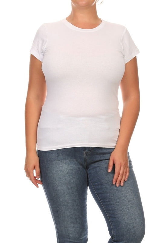 Plus size stretch cotton T-shirt for women comfortable fit