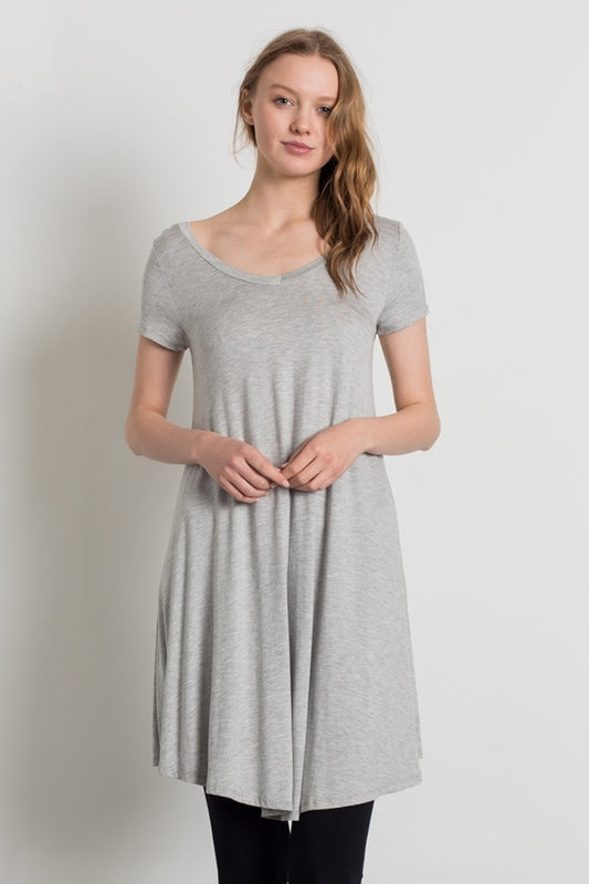 solid tunic top for women cap sleeves