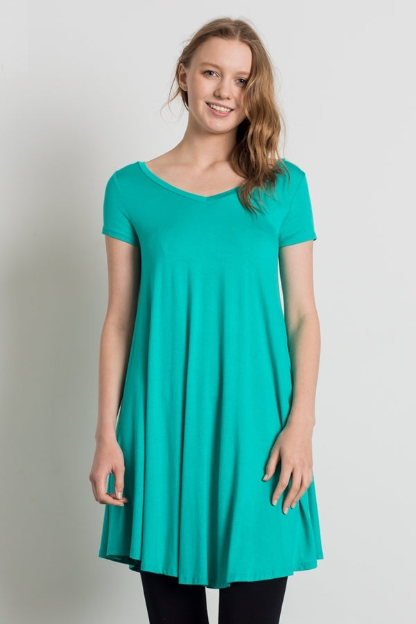 women solid cap sleeve tunic blouse