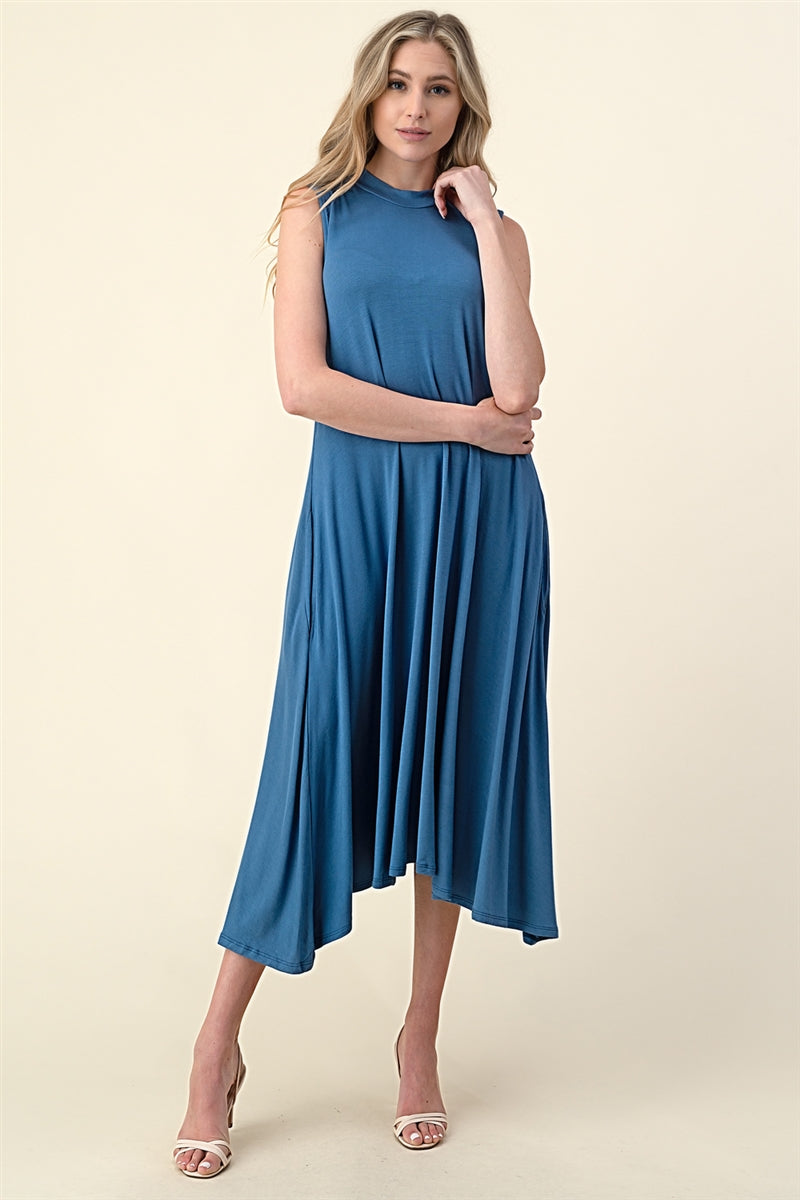 chic sleeveless mock neck midi dress for women