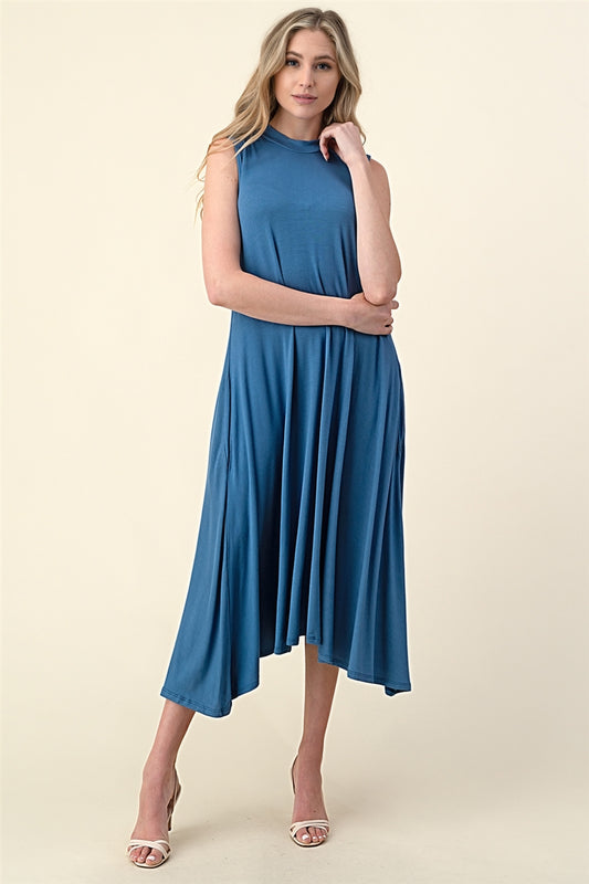 chic sleeveless mock neck midi dress for women