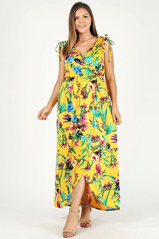 Alt 3: women plus size v-neck maxi dress side slit design