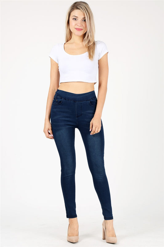 Mid-rise distressed pull-on Jeggings jeans