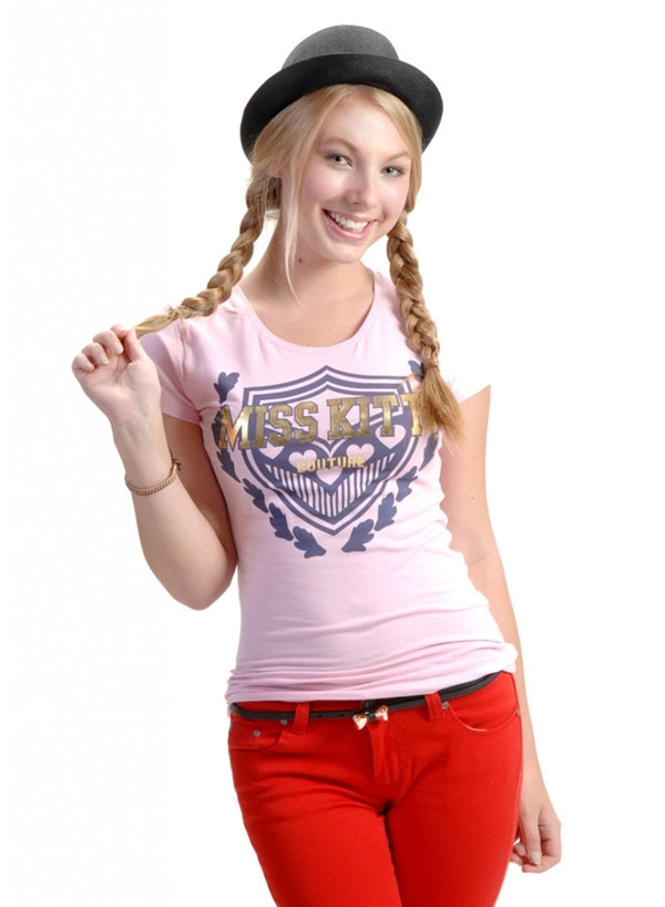 Juniors printed T-shirts Top C-107-pink