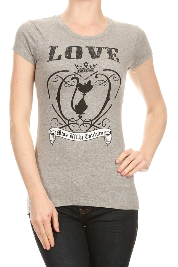 Juniors printed T-shirts Top C-121-Heather