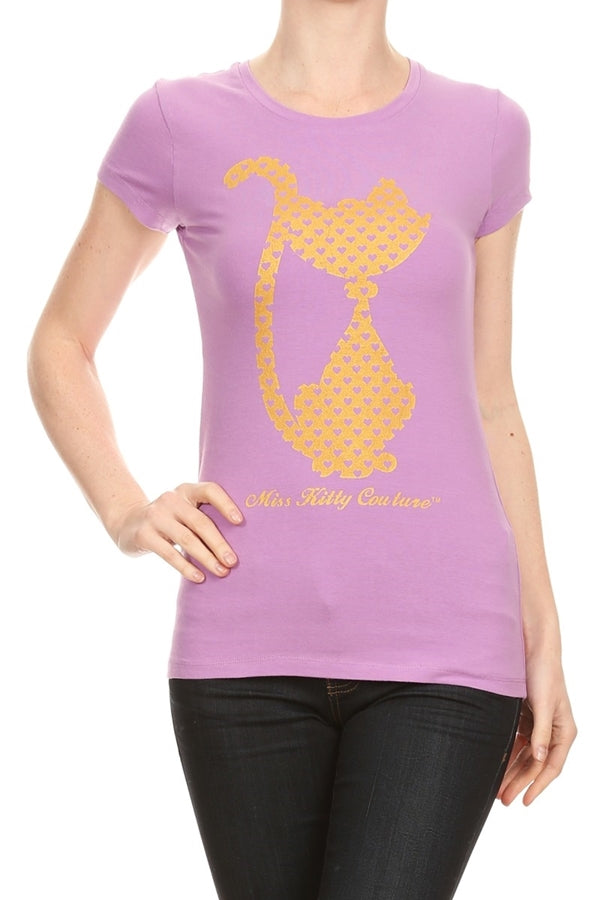 Juniors printed T-shirts Top C-138-lavender