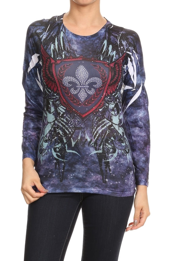 Women's Fleur de lis Sublimation Top CL-2323