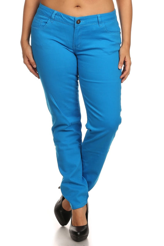 Curvy Fit Plus Size Solid Skinny Jeans – Cotton Stretch with 5-Pocket Design