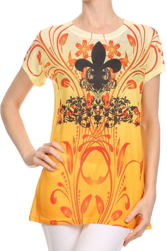 Breathable juniors fashion top with sublimation graphic and rhinestones