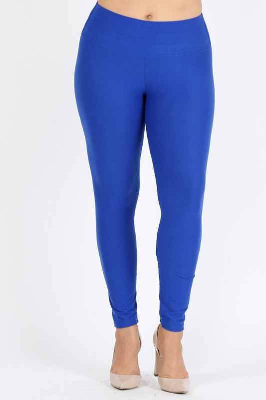 Plus Size juniors woman High Waist Brushed Legging Pants DL-300B-ROYAL BLUE