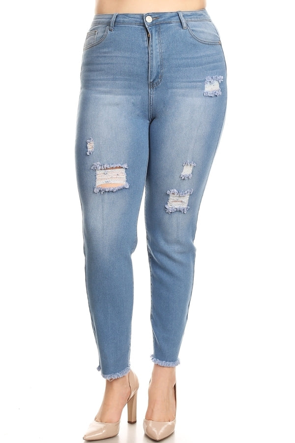 Plus size woman Cropped Skinny jeans JBBA-802
