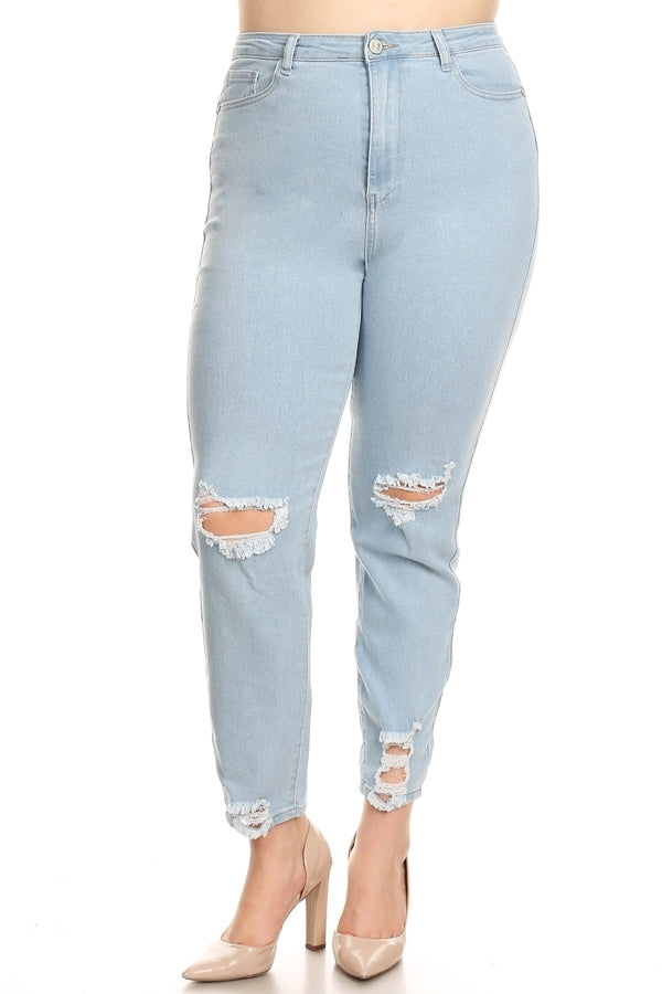 Plus size woman Cropped Skinny jeans JBBA-805