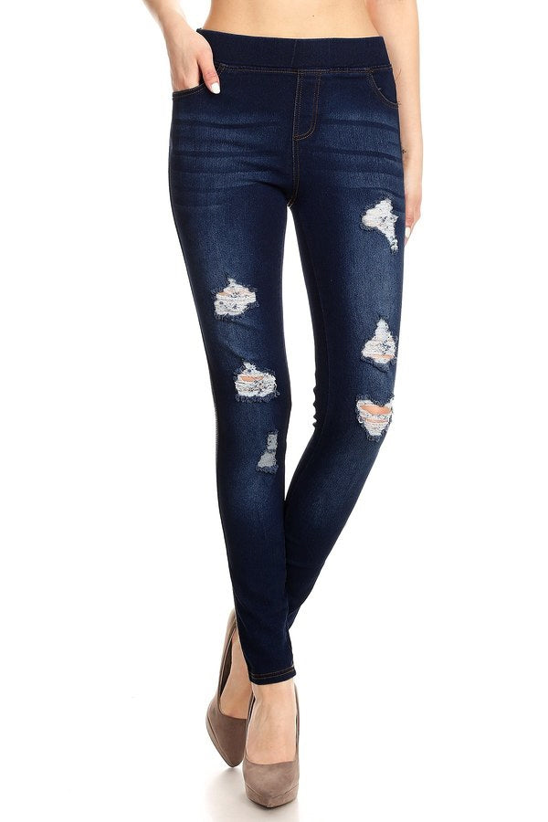Juniors mid-rise distressed pull-on jeggings jeans