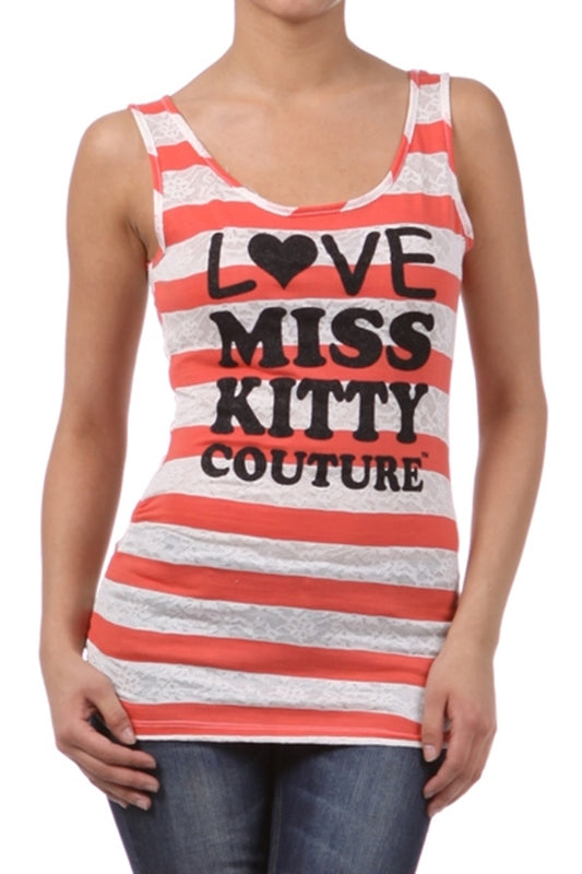 Women's Miss Kitty Couture Cat Artwork Top – Stylish Kitty Print