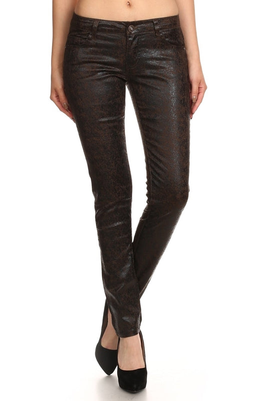 Metallic Cotton Spandex Pants for Juniors – Stretch Fit