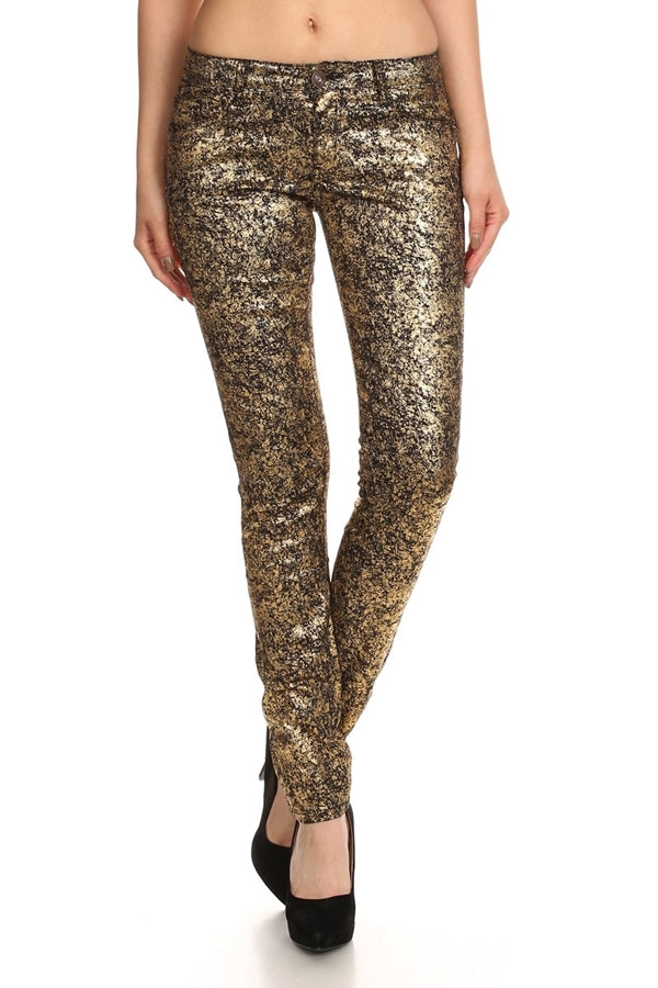 Juniors Shiny Metallic Pants – Cotton Spandex