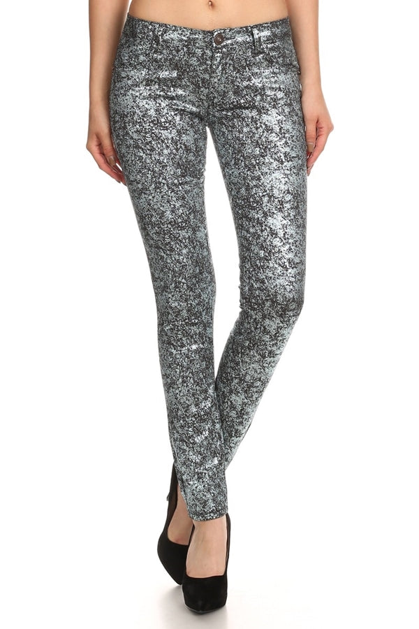Juniors Metallic Holiday Pants – Stretch Cotton Blend