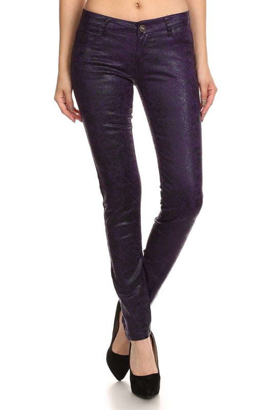Metallic Cotton Spandex Pants for Juniors – Stretch Fit
