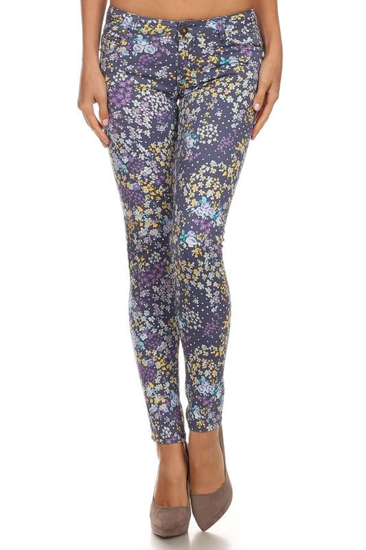 Juniors Pattern Print Pants – Floral Cotton Design