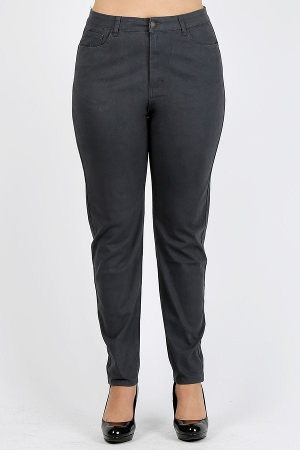 High Waist Plus Size Twill Pants for Women – Soft Stretch Fabric