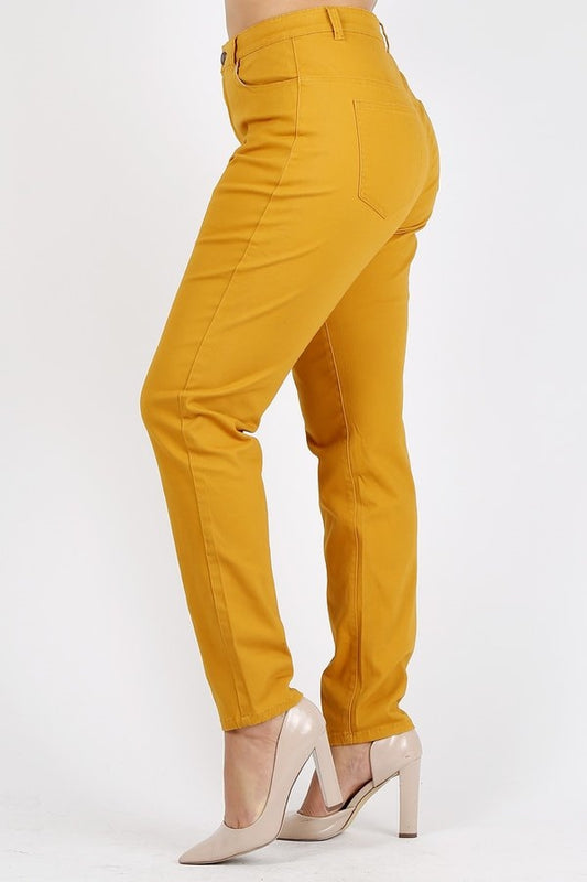 Plus Size High Waist Cotton Stretch Twill Pants – Everyday Comfort