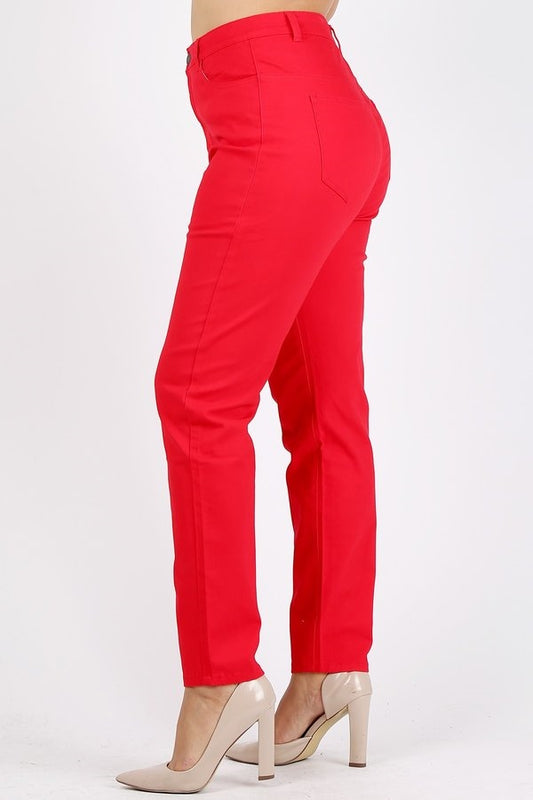 Comfort Stretch Plus Size High Waist Twill Pants for Women