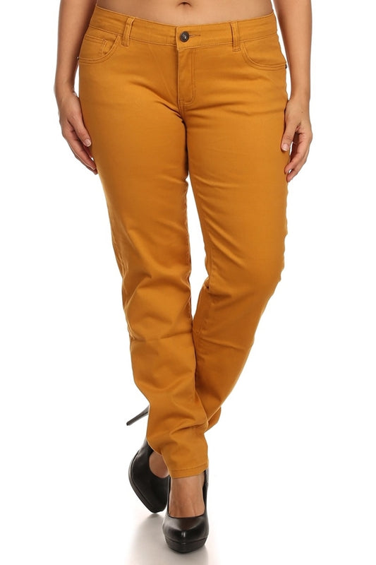 Plus Size Women’s Stretch Pants – Lightweight Cotton Skinny Fit