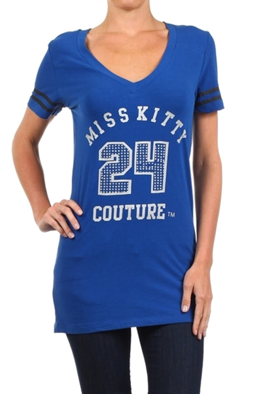 Juniors Fitted Graphic Tee – Miss Kitty Couture Cat Print