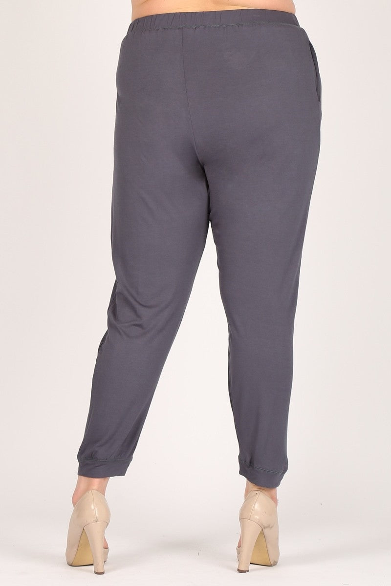 High Waist Plus size relaxed fit pants 87001X-Charcoal